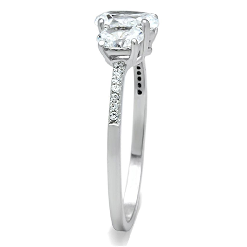 MATS049 - Rhodium 925 Sterling Silver Ring with AAA Grade CZ  in Clear