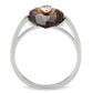 MATS051 - Rhodium 925 Sterling Silver Ring with AAA Grade CZ  in Brown