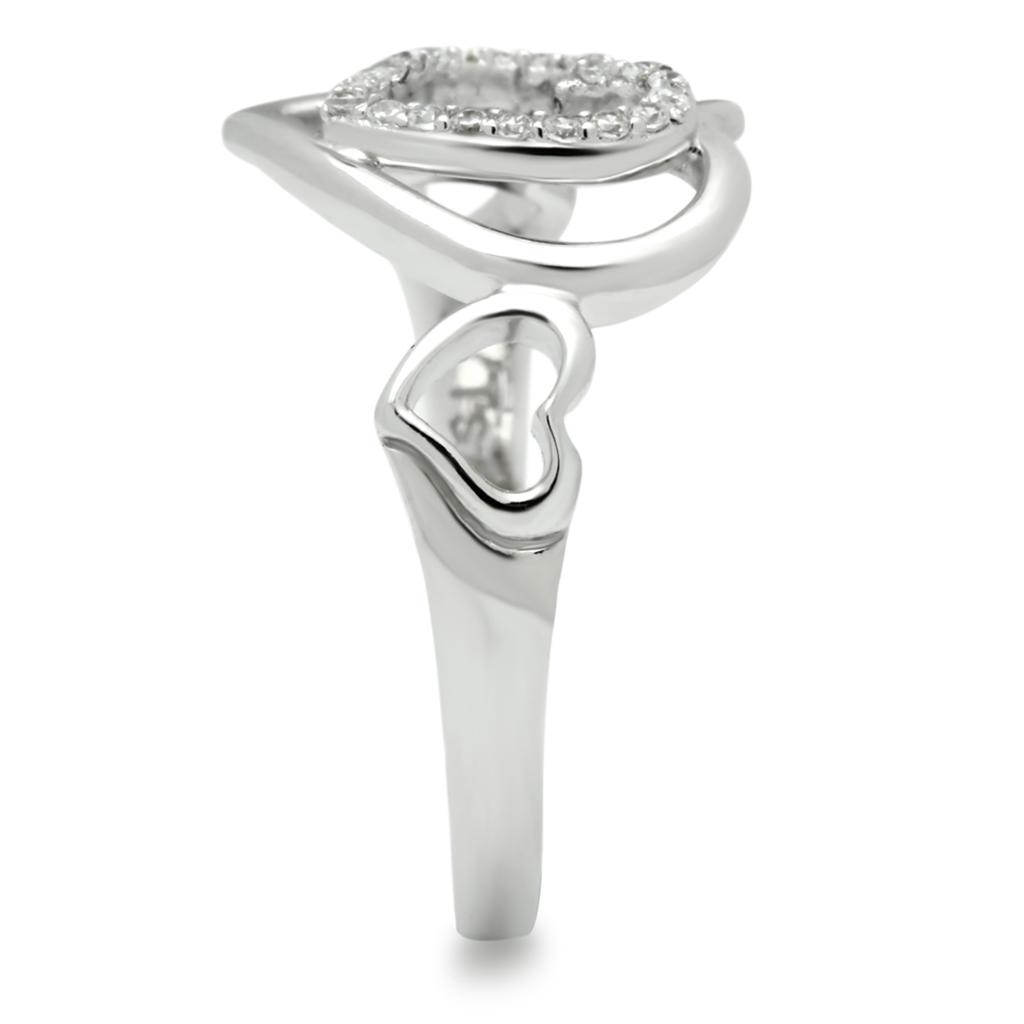 MATS058 - Rhodium 925 Sterling Silver Ring with AAA Grade CZ  in Clear