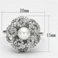MATS070 - Rhodium 925 Sterling Silver Ring with Synthetic Pearl in White