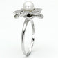 MATS070 - Rhodium 925 Sterling Silver Ring with Synthetic Pearl in White