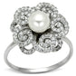 MATS070 - Rhodium 925 Sterling Silver Ring with Synthetic Pearl in White