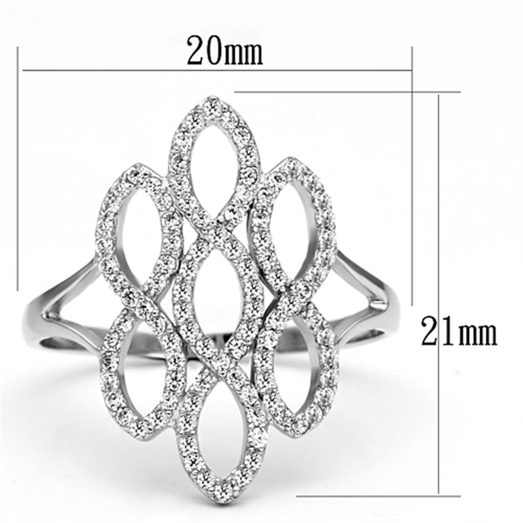 MATS071 - Rhodium 925 Sterling Silver Ring with AAA Grade CZ  in Clear