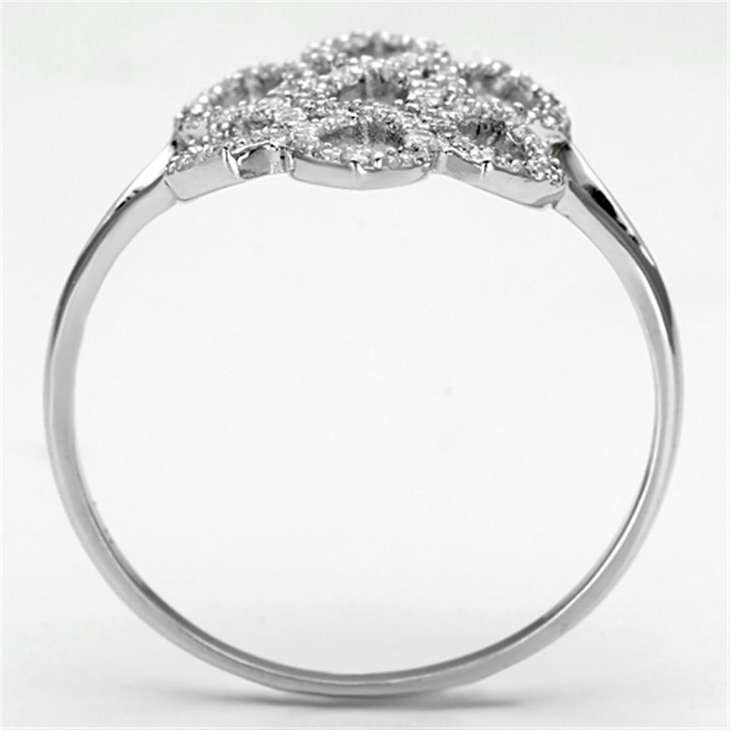 MATS071 - Rhodium 925 Sterling Silver Ring with AAA Grade CZ  in Clear