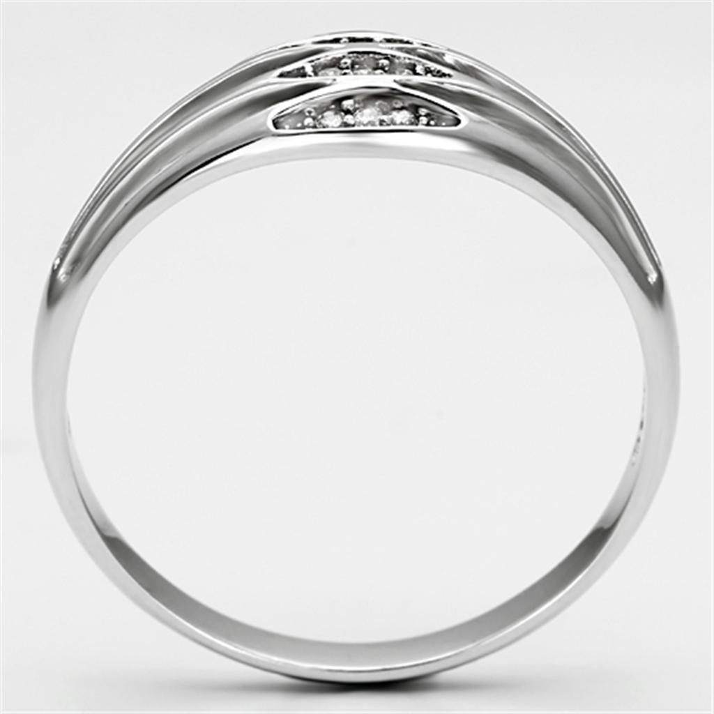 MATS072 - Rhodium 925 Sterling Silver Ring with AAA Grade CZ  in Clear