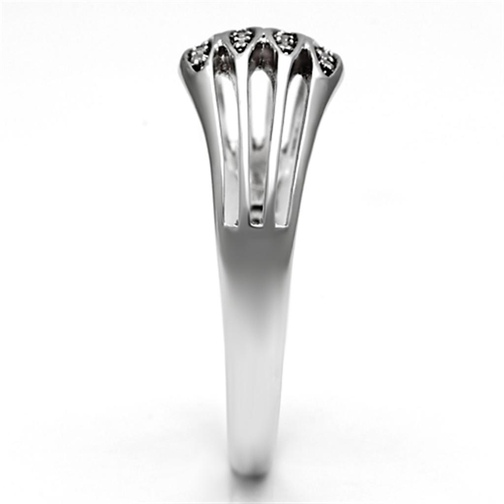 MATS072 - Rhodium 925 Sterling Silver Ring with AAA Grade CZ  in Clear