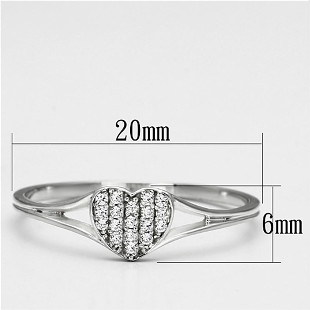 MATS073 - Rhodium 925 Sterling Silver Ring with AAA Grade CZ  in Clear