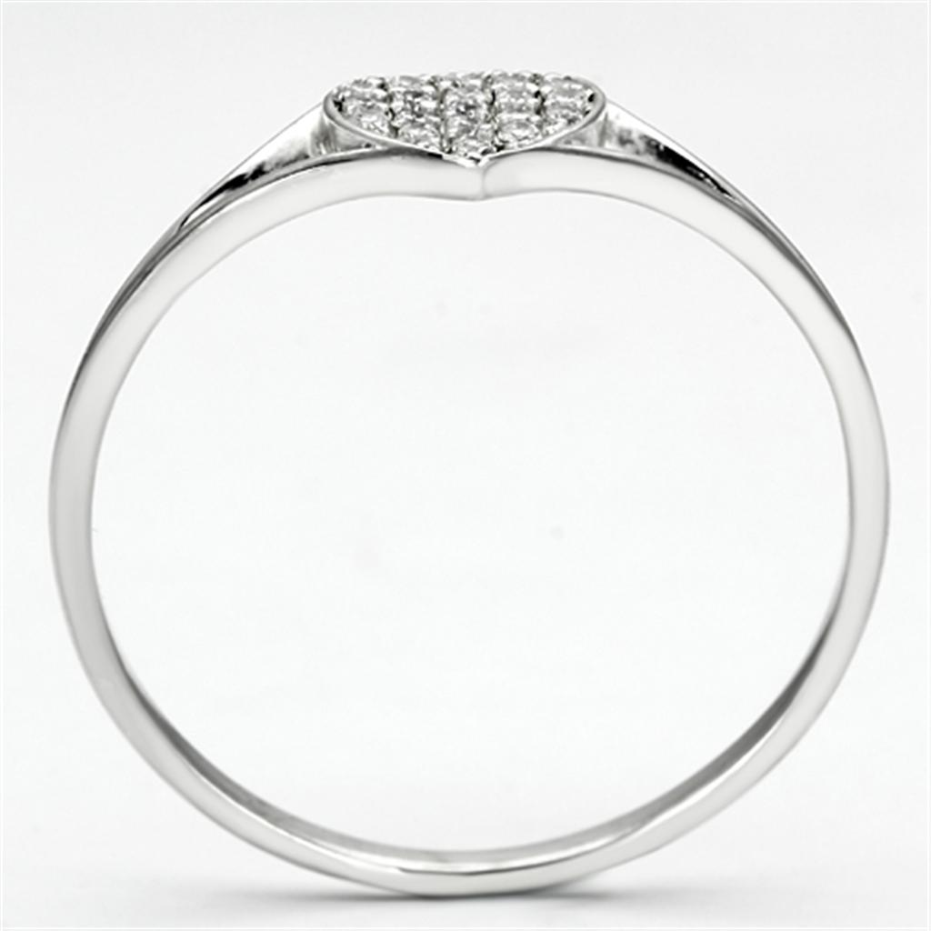 MATS073 - Rhodium 925 Sterling Silver Ring with AAA Grade CZ  in Clear