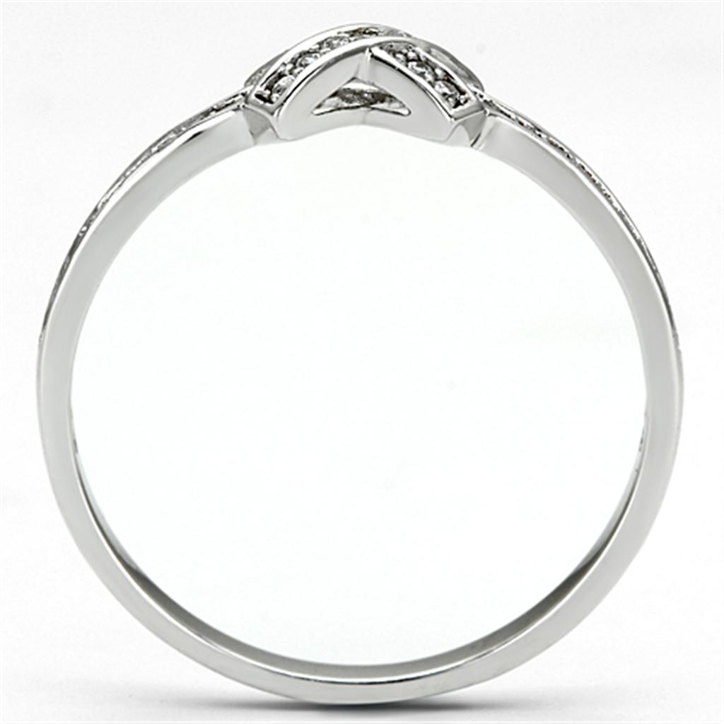 MATS075 - Rhodium 925 Sterling Silver Ring with AAA Grade CZ  in Clear