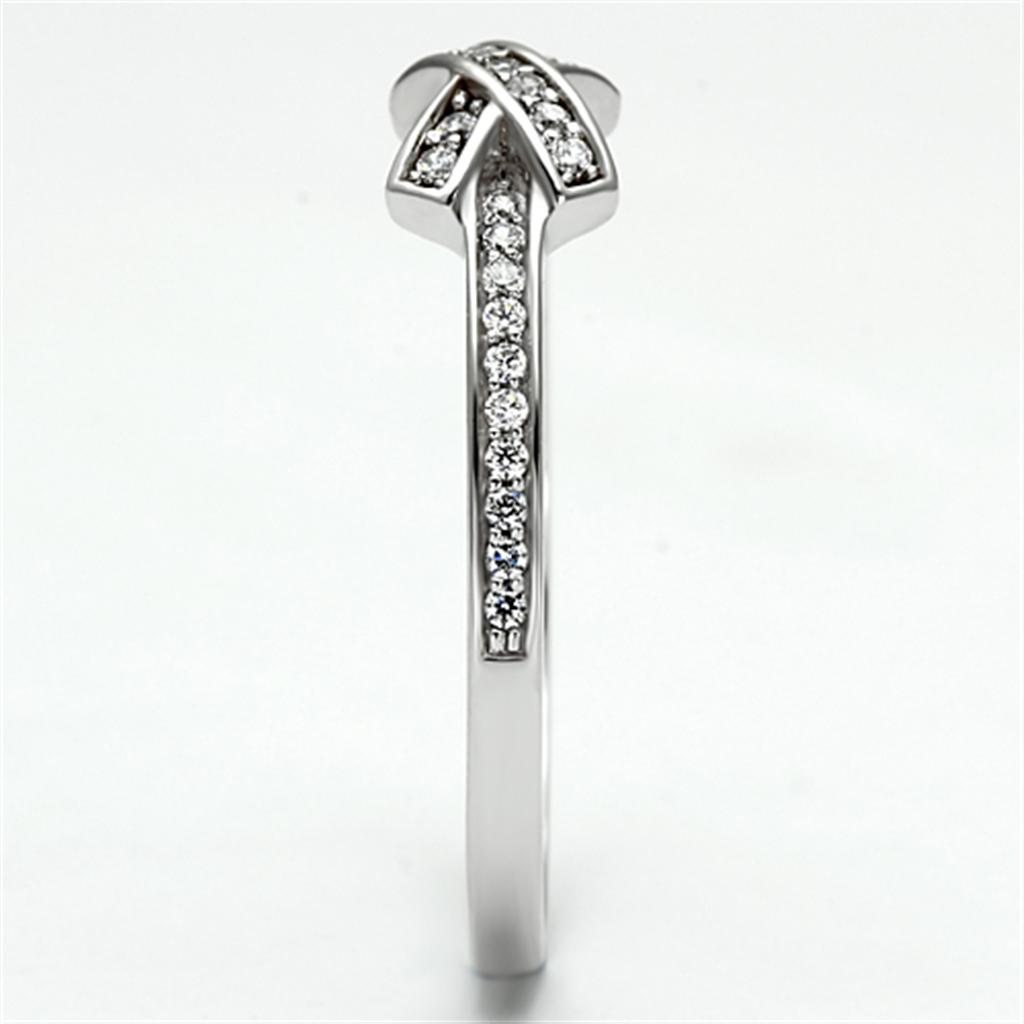MATS075 - Rhodium 925 Sterling Silver Ring with AAA Grade CZ  in Clear