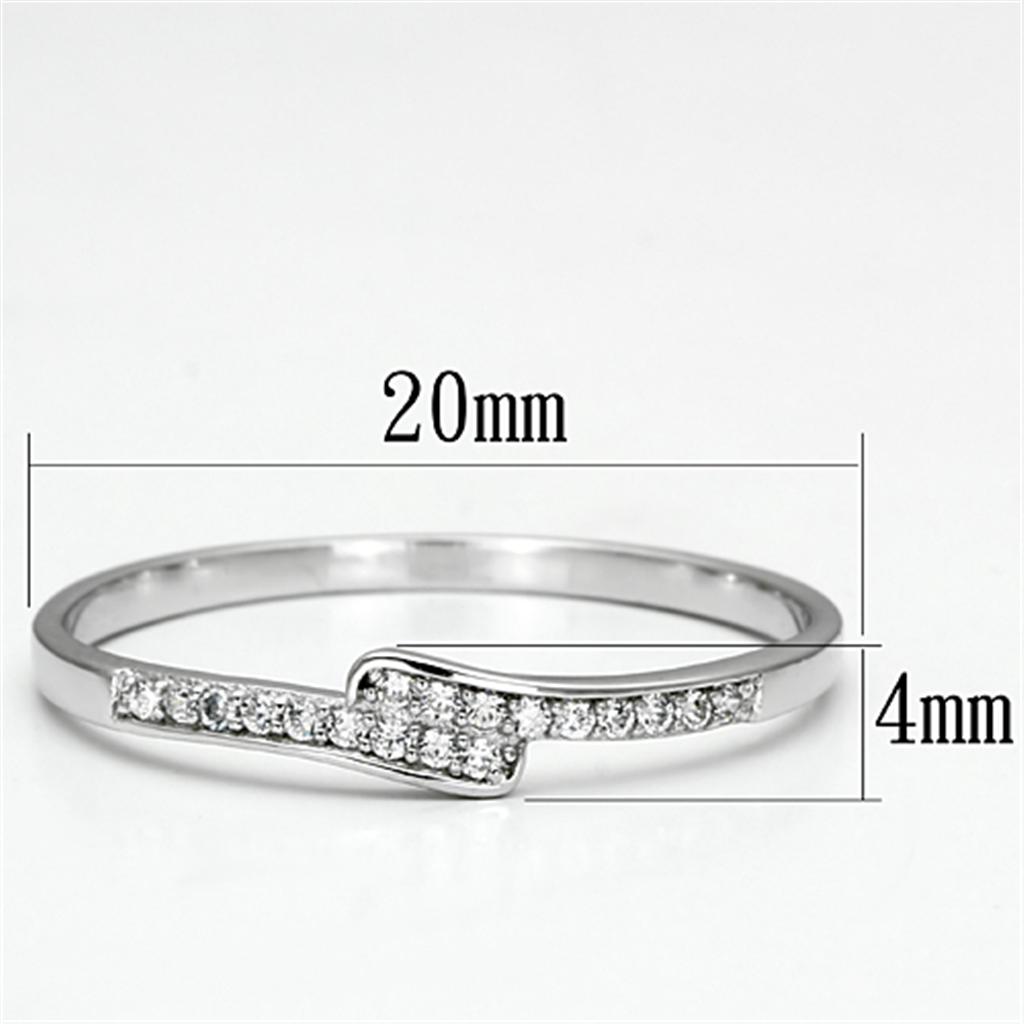 MATS077 - Rhodium 925 Sterling Silver Ring with AAA Grade CZ  in Clear