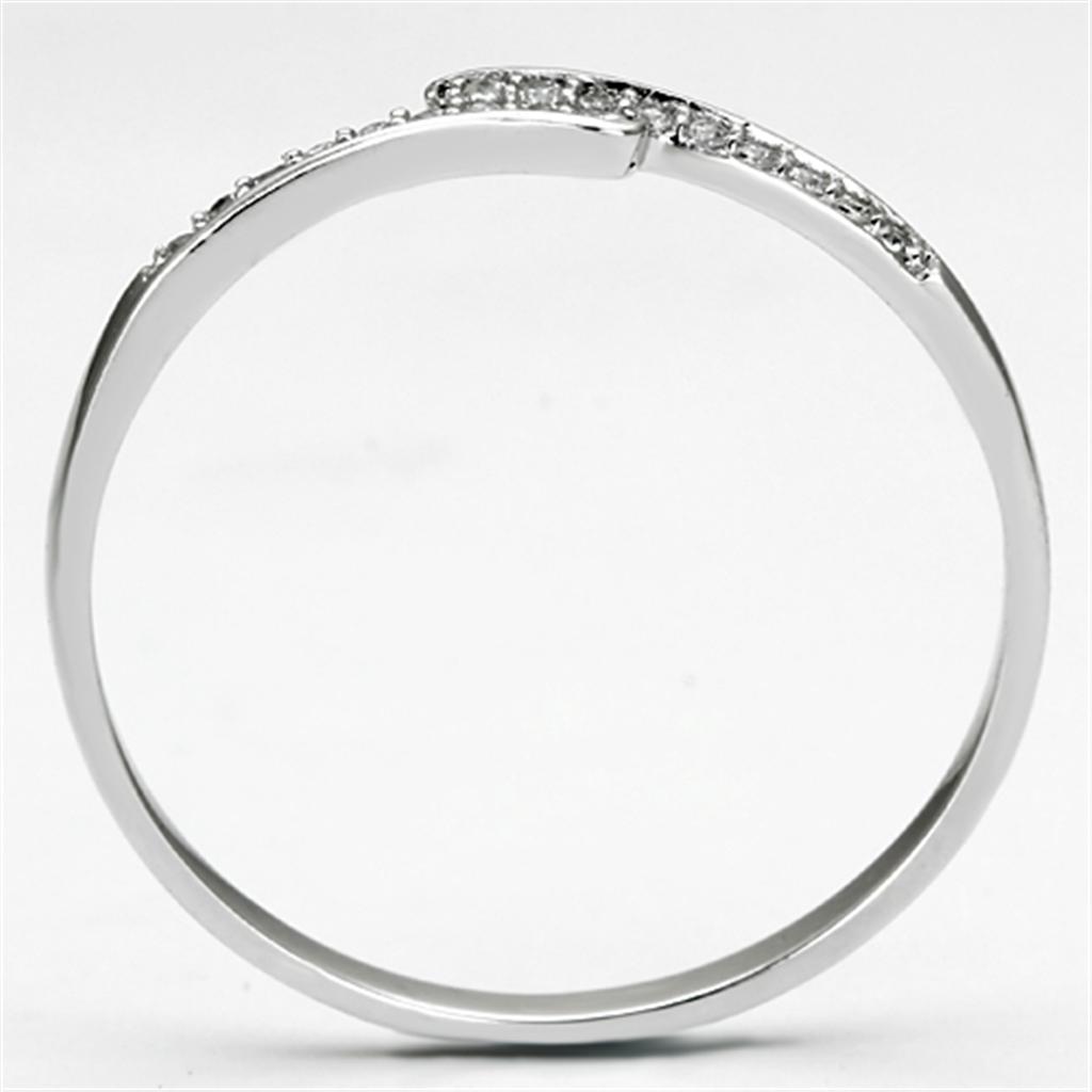MATS077 - Rhodium 925 Sterling Silver Ring with AAA Grade CZ  in Clear