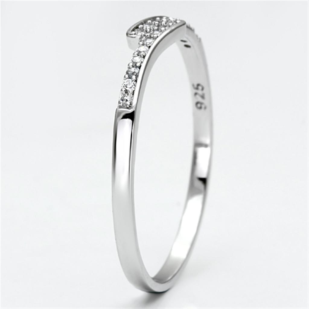 MATS077 - Rhodium 925 Sterling Silver Ring with AAA Grade CZ  in Clear
