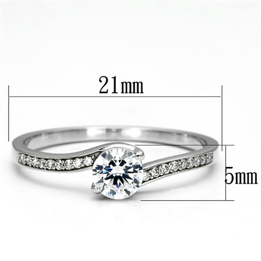 MATS078 - Rhodium 925 Sterling Silver Ring with AAA Grade CZ  in Clear