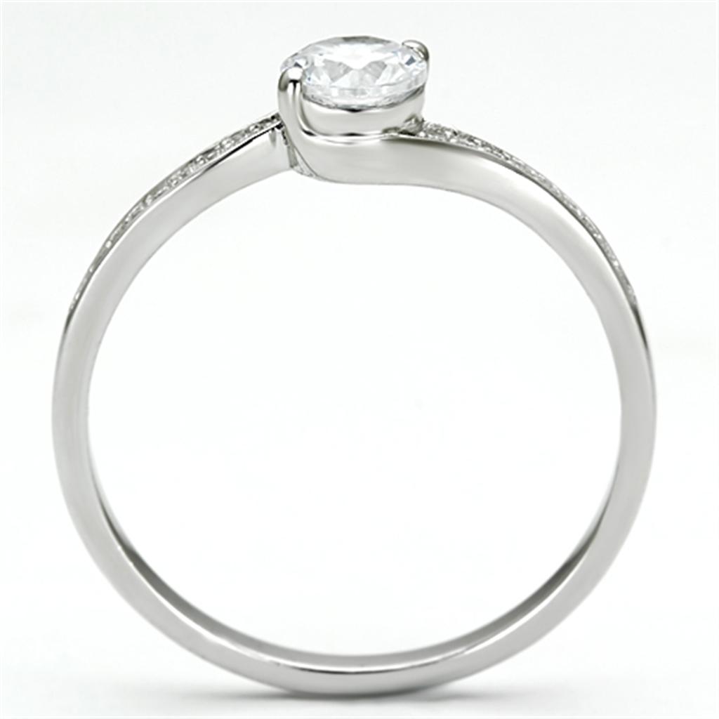 MATS078 - Rhodium 925 Sterling Silver Ring with AAA Grade CZ  in Clear
