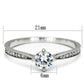 MATS079 - Rhodium 925 Sterling Silver Ring with AAA Grade CZ  in Clear