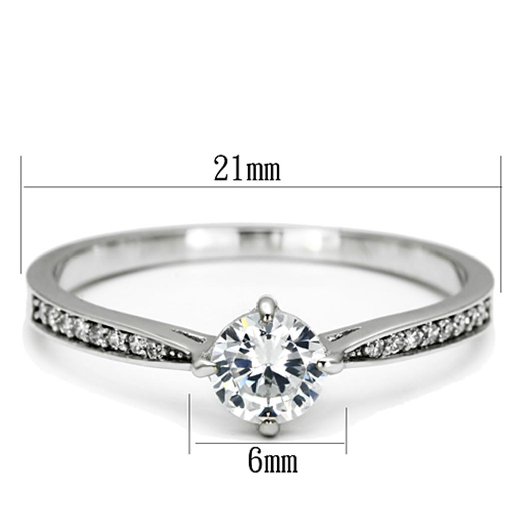 MATS079 - Rhodium 925 Sterling Silver Ring with AAA Grade CZ  in Clear
