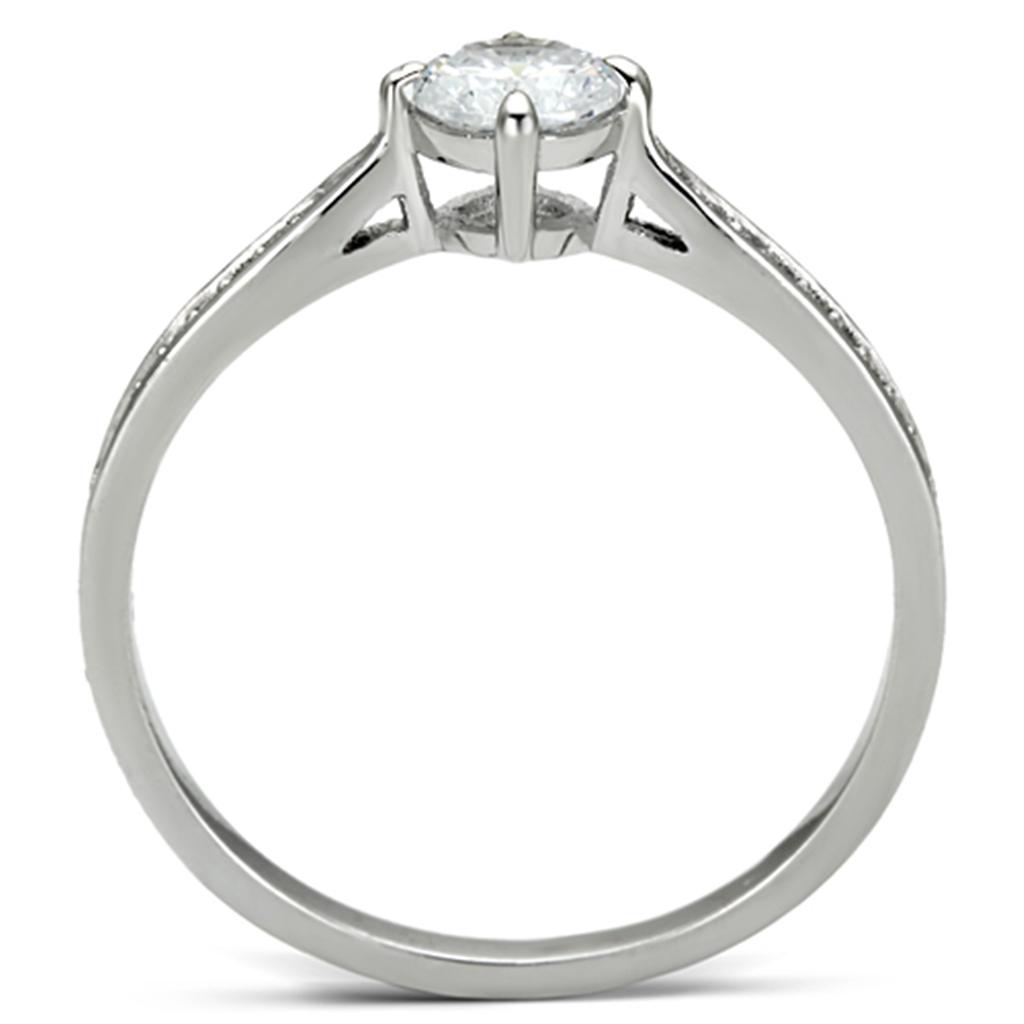 MATS079 - Rhodium 925 Sterling Silver Ring with AAA Grade CZ  in Clear