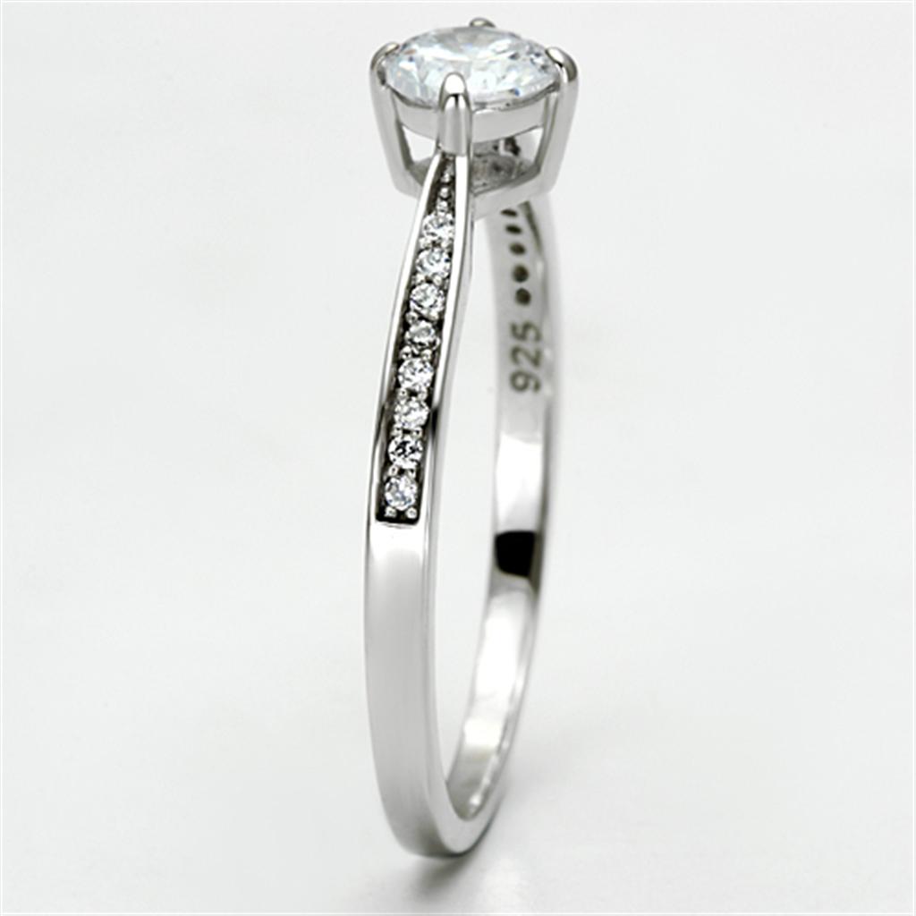 MATS079 - Rhodium 925 Sterling Silver Ring with AAA Grade CZ  in Clear