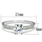 MATS080 - Rhodium 925 Sterling Silver Ring with AAA Grade CZ  in Clear