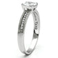 MATS081 - Rhodium 925 Sterling Silver Ring with AAA Grade CZ  in Clear