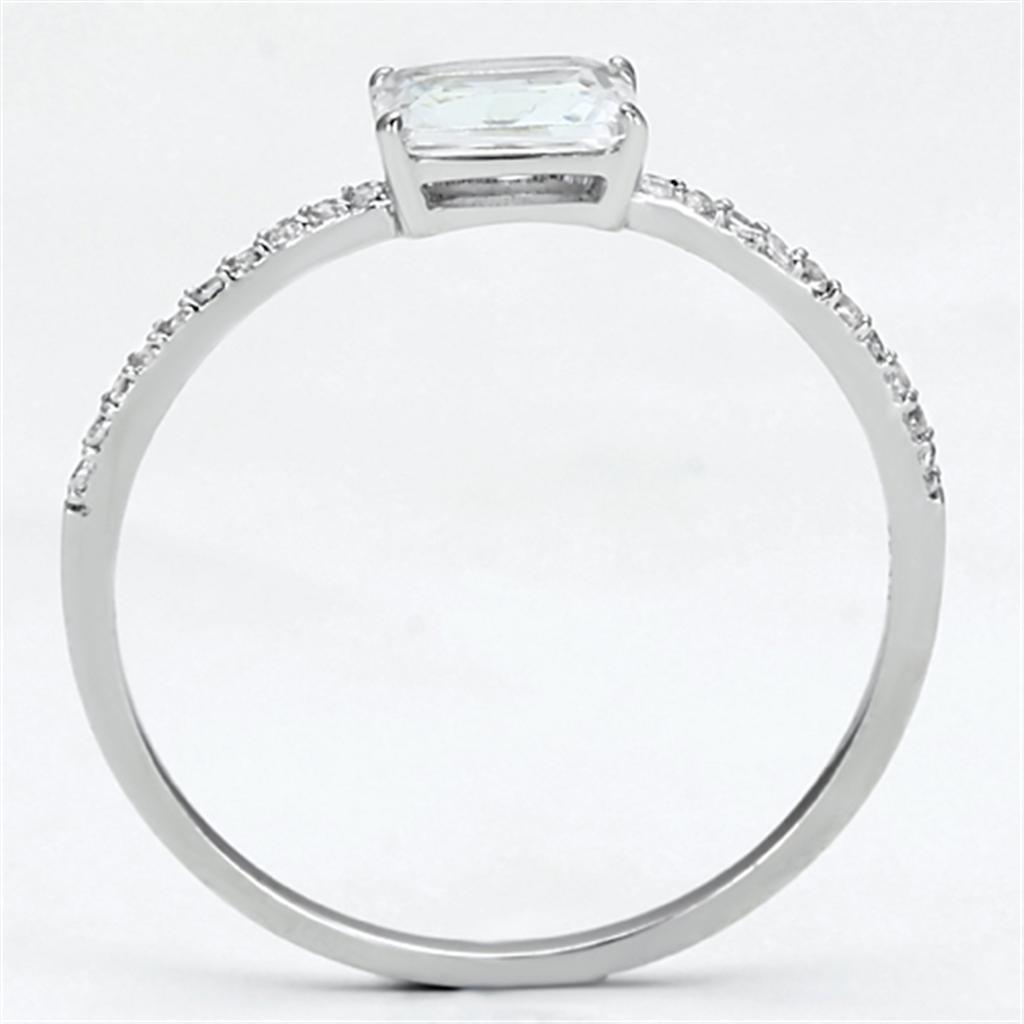MATS082 - Rhodium 925 Sterling Silver Ring with AAA Grade CZ  in Clear