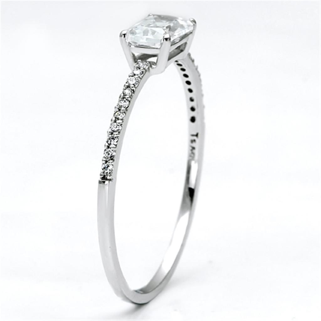 MATS082 - Rhodium 925 Sterling Silver Ring with AAA Grade CZ  in Clear