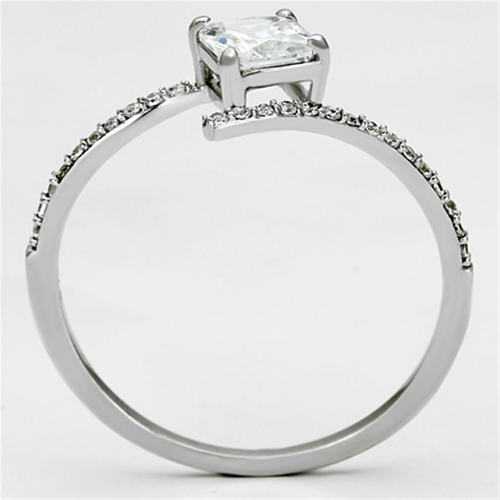 MATS083 - Rhodium 925 Sterling Silver Ring with AAA Grade CZ  in Clear