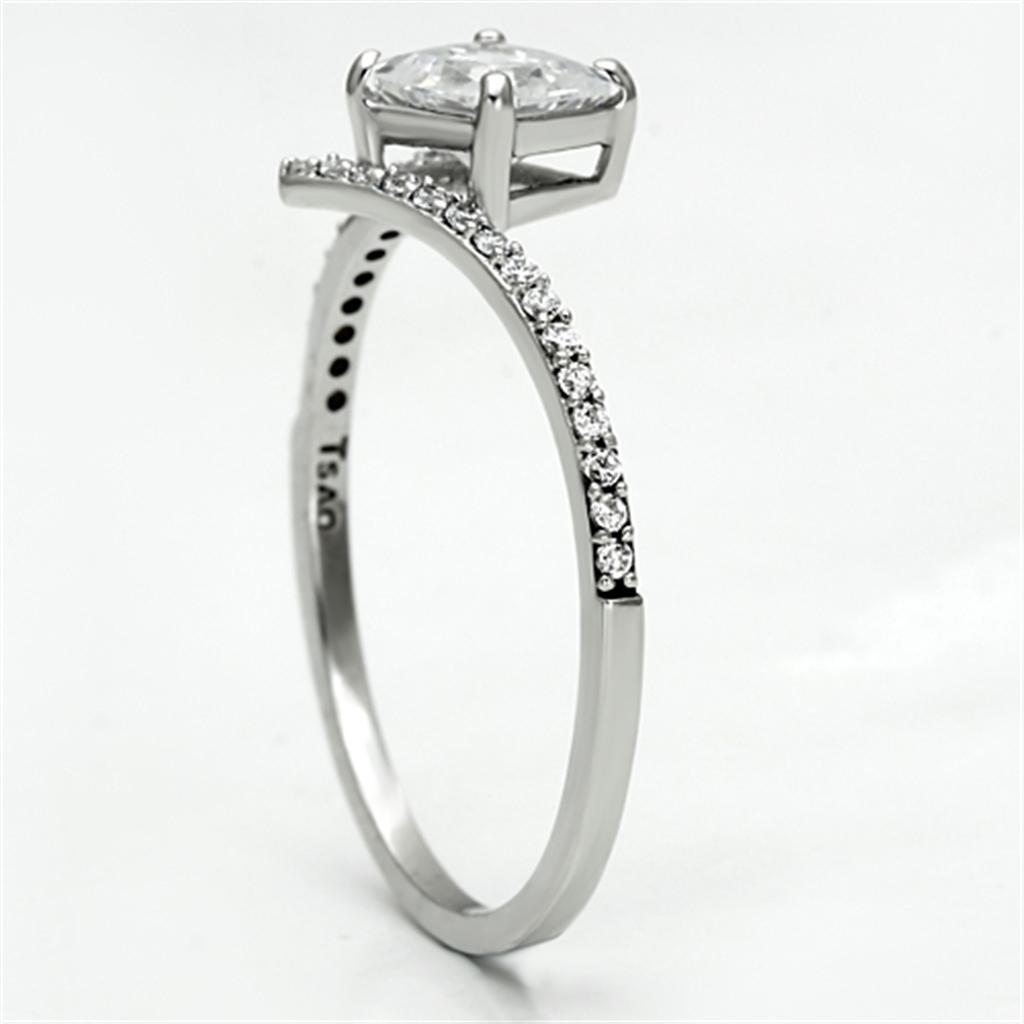 MATS083 - Rhodium 925 Sterling Silver Ring with AAA Grade CZ  in Clear