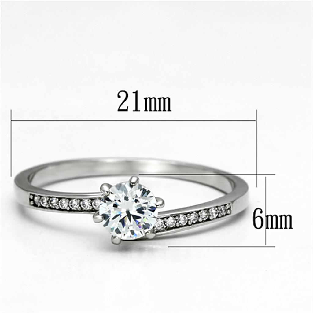 MATS084 - Rhodium 925 Sterling Silver Ring with AAA Grade CZ  in Clear