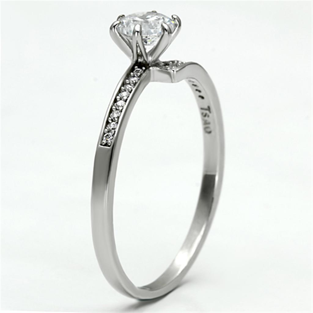 MATS084 - Rhodium 925 Sterling Silver Ring with AAA Grade CZ  in Clear