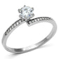 MATS084 - Rhodium 925 Sterling Silver Ring with AAA Grade CZ  in Clear