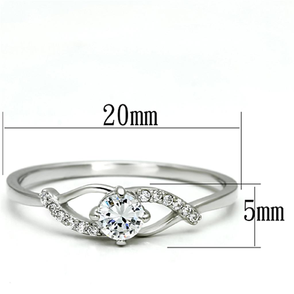 MATS085 - Rhodium 925 Sterling Silver Ring with AAA Grade CZ  in Clear