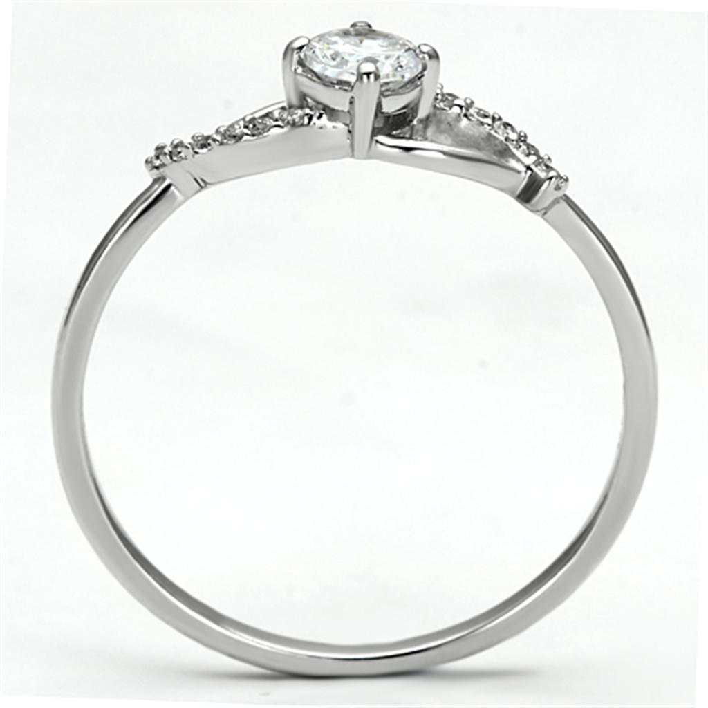 MATS085 - Rhodium 925 Sterling Silver Ring with AAA Grade CZ  in Clear