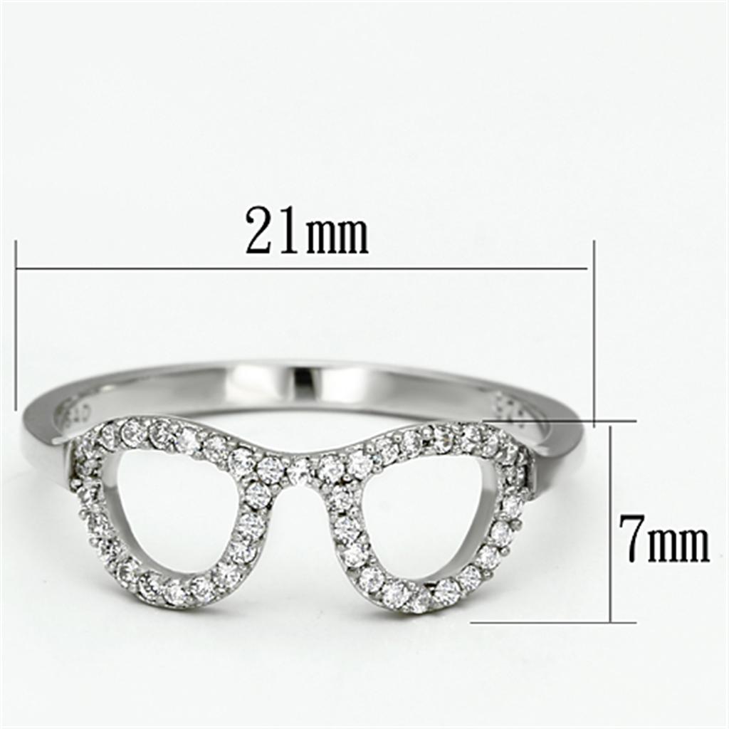 MATS086 - Rhodium 925 Sterling Silver Ring with AAA Grade CZ  in Clear