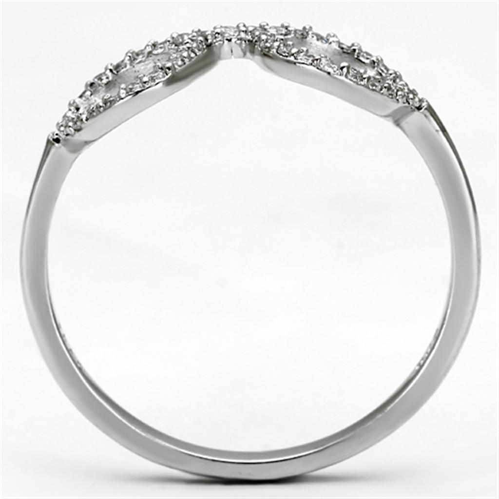 MATS086 - Rhodium 925 Sterling Silver Ring with AAA Grade CZ  in Clear