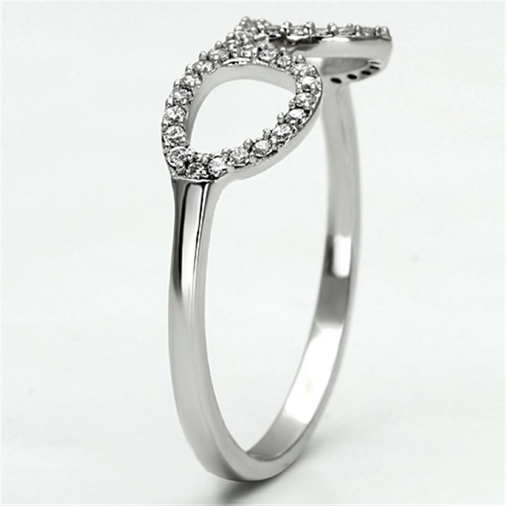 MATS086 - Rhodium 925 Sterling Silver Ring with AAA Grade CZ  in Clear