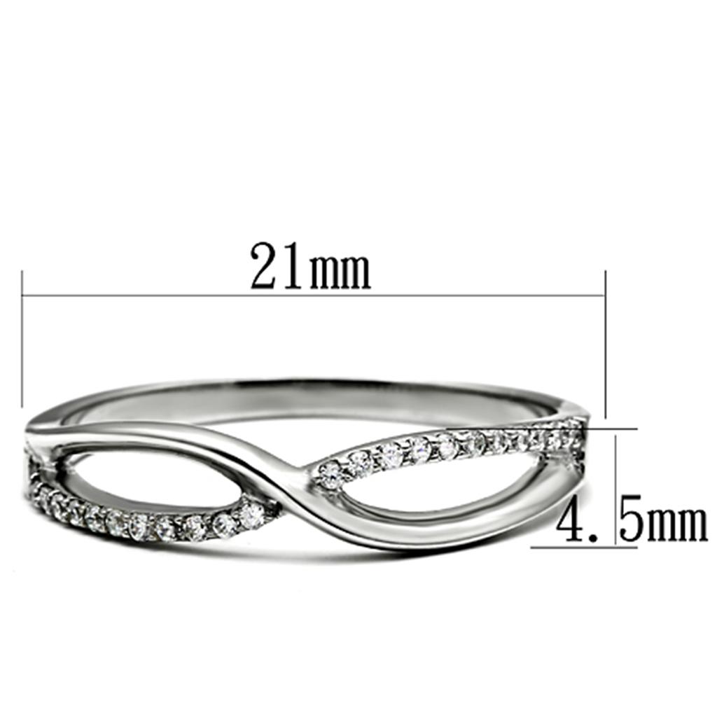 MATS087 - Rhodium 925 Sterling Silver Ring with AAA Grade CZ  in Clear