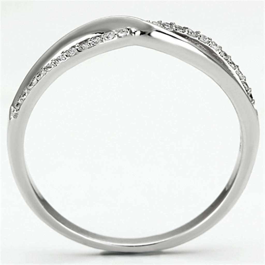MATS087 - Rhodium 925 Sterling Silver Ring with AAA Grade CZ  in Clear