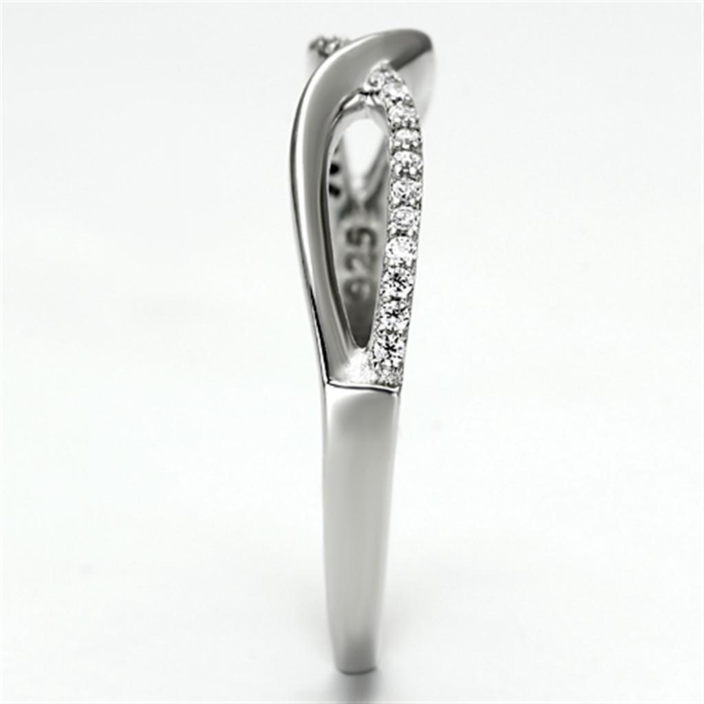 MATS087 - Rhodium 925 Sterling Silver Ring with AAA Grade CZ  in Clear
