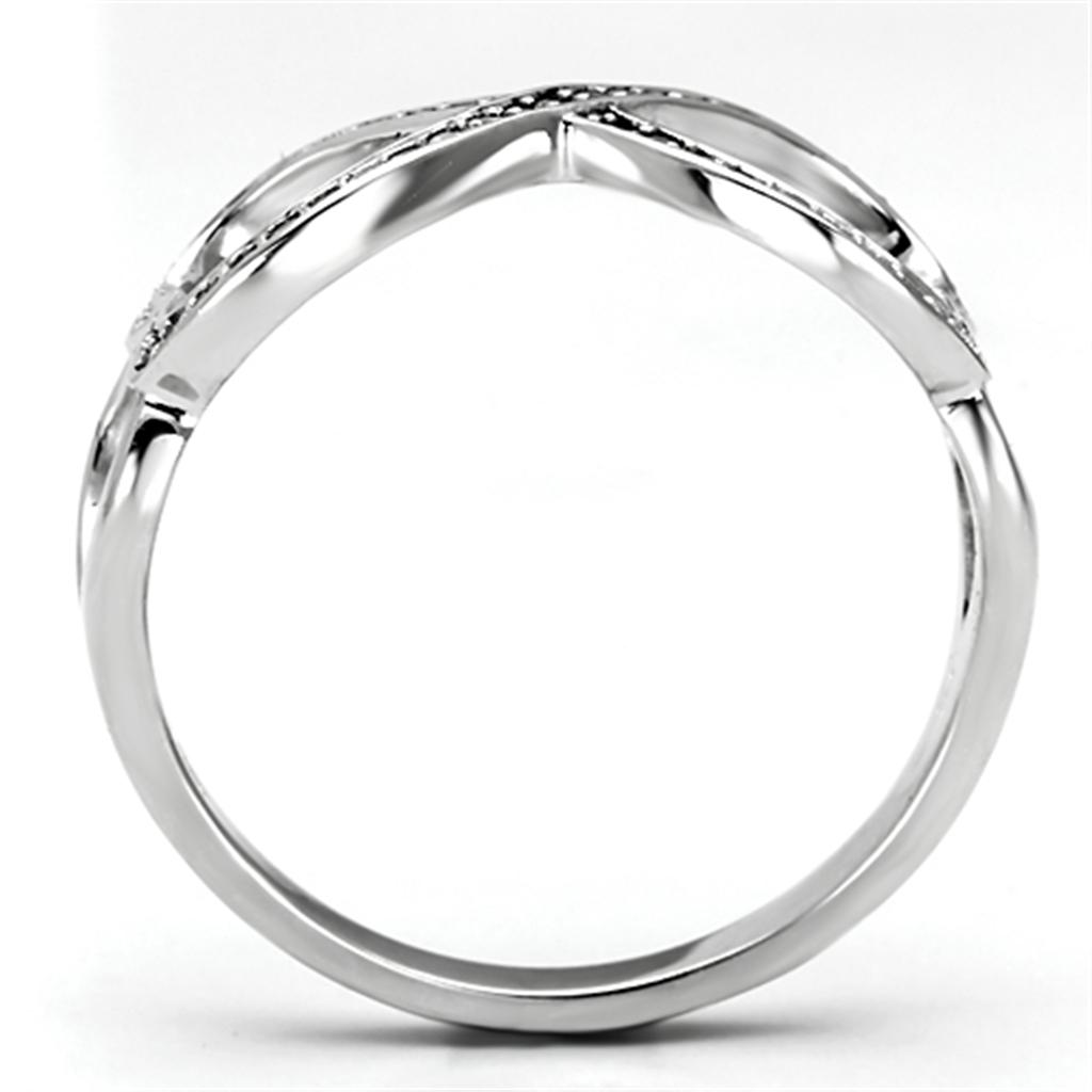 MATS088 - Rhodium 925 Sterling Silver Ring with AAA Grade CZ  in Clear
