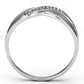 MATS090 - Rhodium 925 Sterling Silver Ring with AAA Grade CZ  in Clear