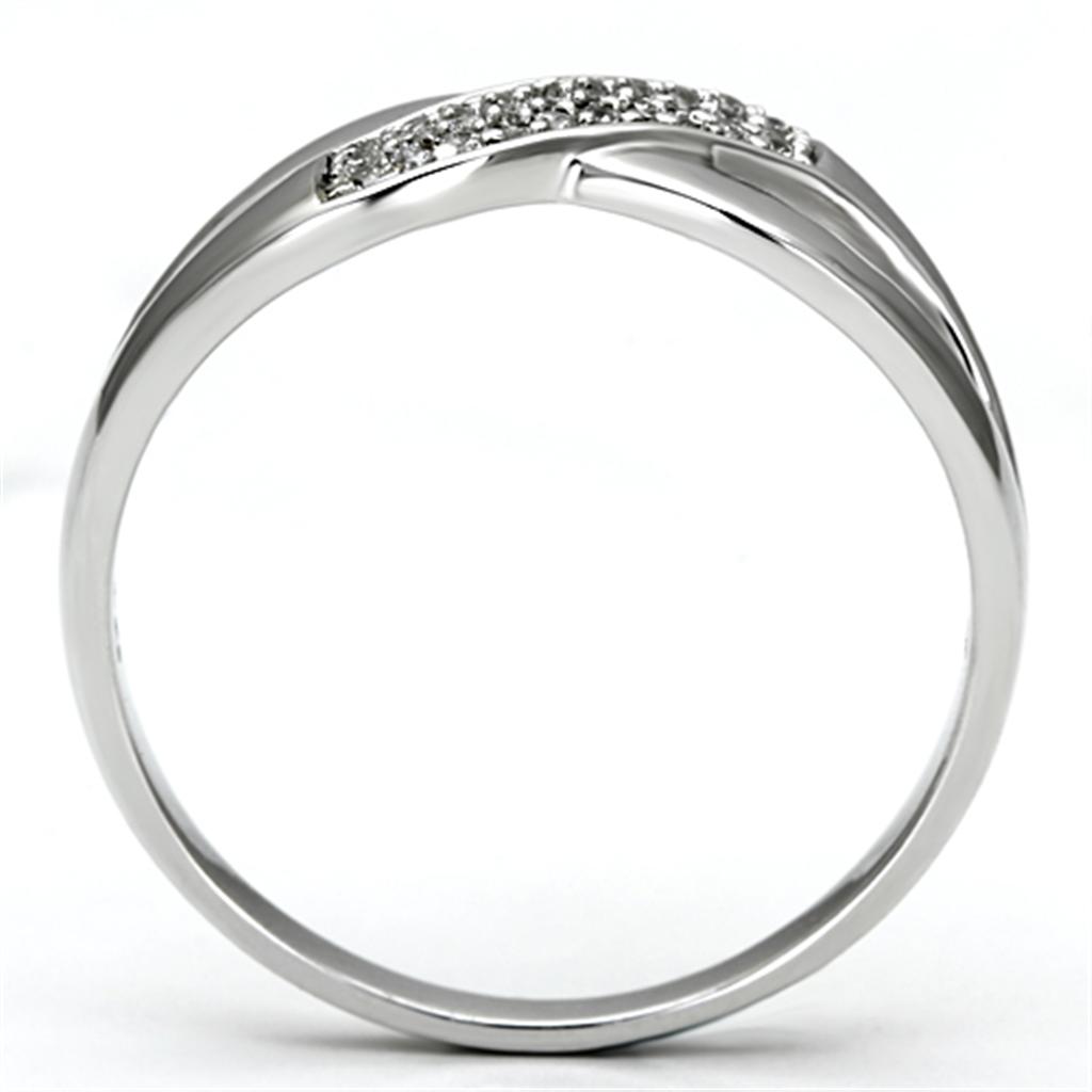 MATS090 - Rhodium 925 Sterling Silver Ring with AAA Grade CZ  in Clear