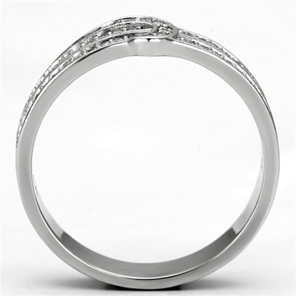 MATS091 - Rhodium 925 Sterling Silver Ring with AAA Grade CZ  in Clear
