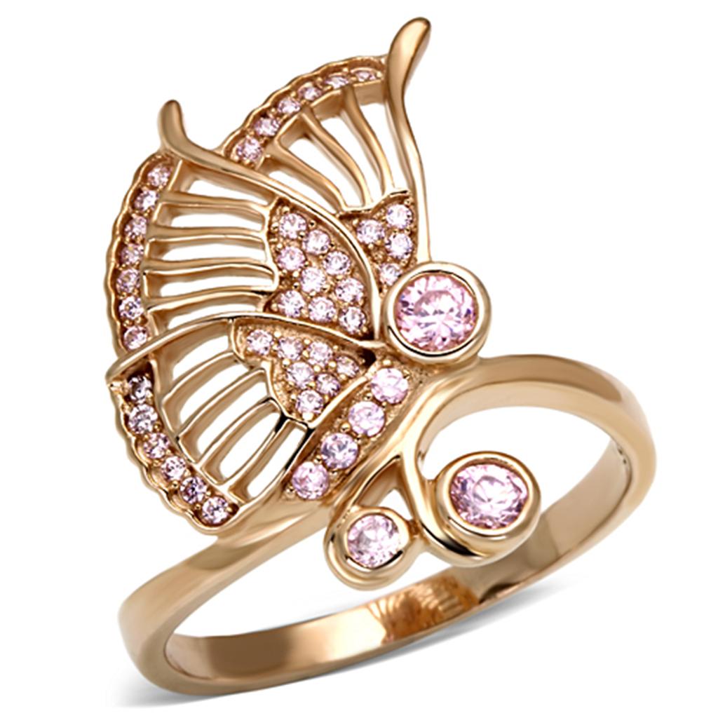 MATS094 - Rose Gold 925 Sterling Silver Ring with AAA Grade CZ  in Rose
