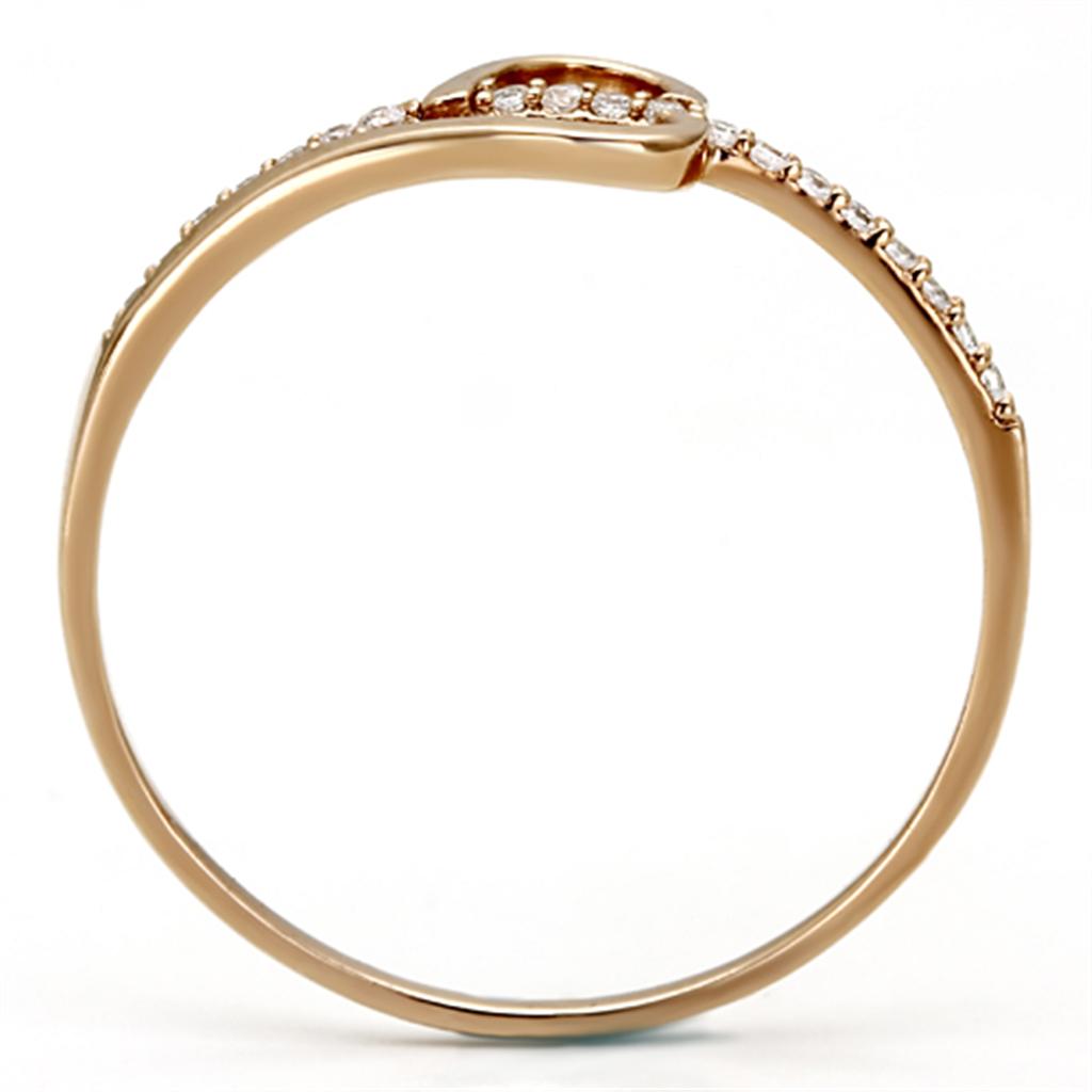 MATS095 - Rose Gold 925 Sterling Silver Ring with AAA Grade CZ  in Clear