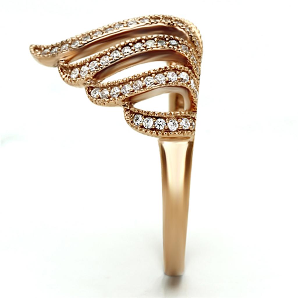 MATS096 - Rose Gold 925 Sterling Silver Ring with AAA Grade CZ  in Clear