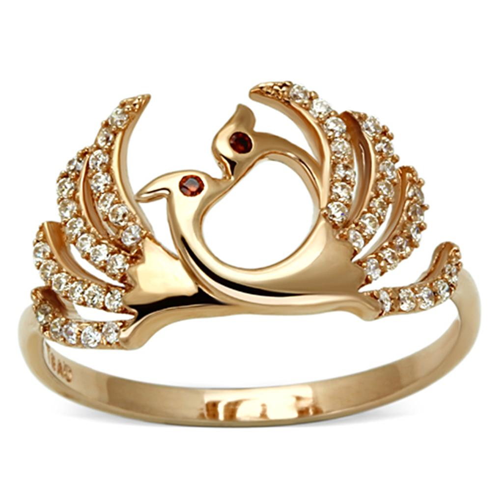 MATS097 - Rose Gold 925 Sterling Silver Ring with AAA Grade CZ  in Garnet