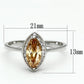 MATS098 - Rhodium 925 Sterling Silver Ring with AAA Grade CZ  in Champagne