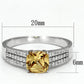 MATS099 - Rhodium 925 Sterling Silver Ring with AAA Grade CZ  in Champagne